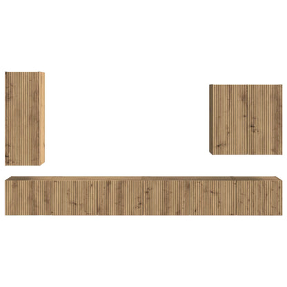 TV-Wandregal-Set Wandmontiert 6 pcs Artisan-Eiche