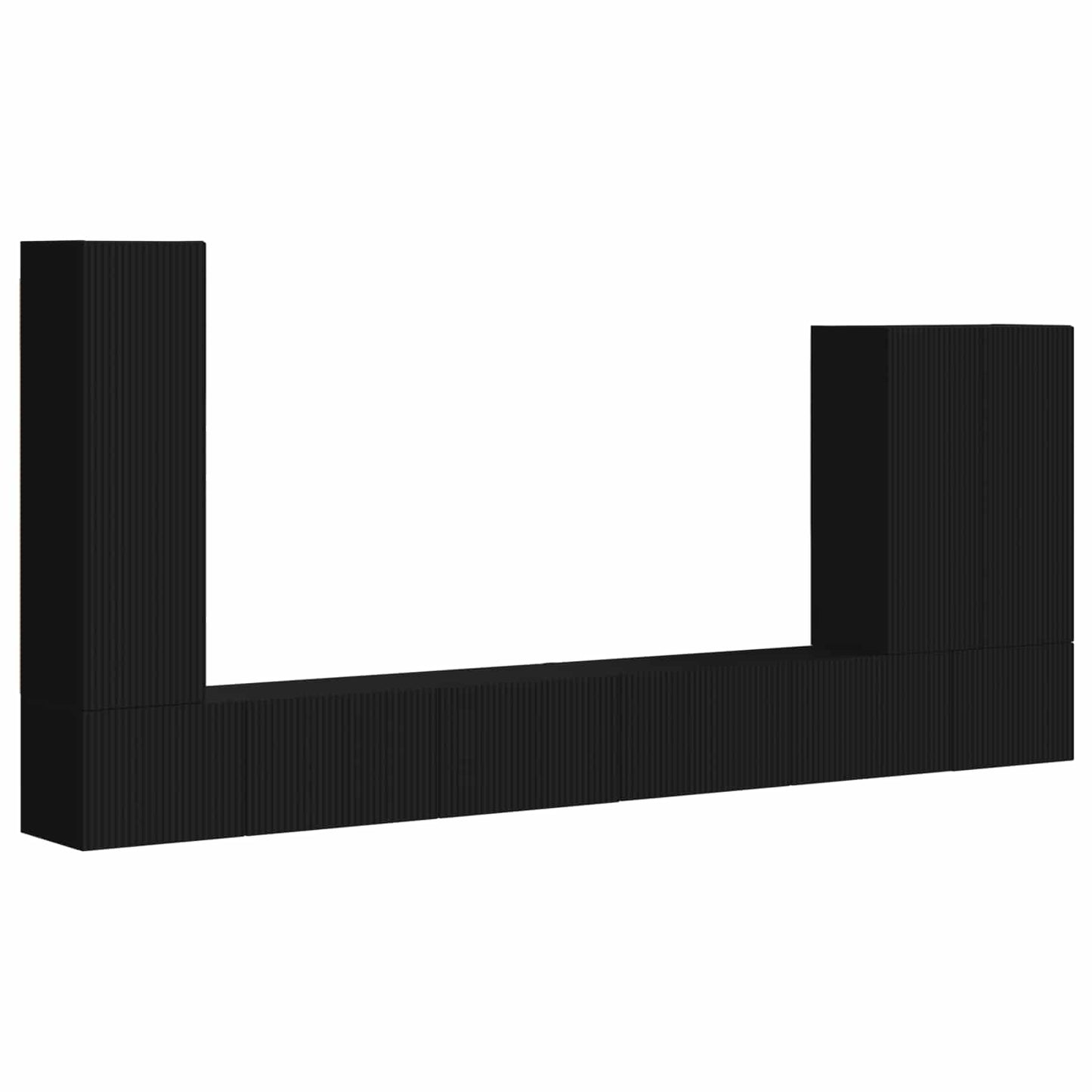 vidaXL TV-Wandregal-Set Wandmontiert 6 pcs Schwarz