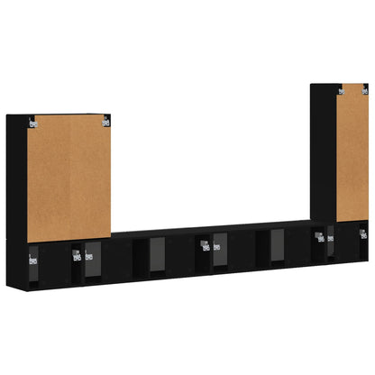 vidaXL TV-Wandregal-Set Wandmontiert 6 pcs Schwarz