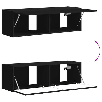 vidaXL TV-Wandregal-Set Wandmontiert 6 pcs Schwarz