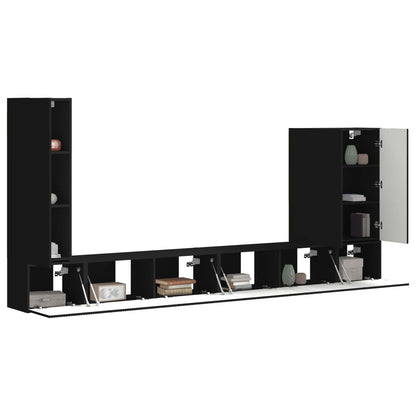 vidaXL TV-Wandregal-Set Wandmontiert 6 pcs Schwarz