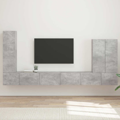 vidaXL TV-Wandregal-Set Wandmontiert 6 pcs Beton Grau
