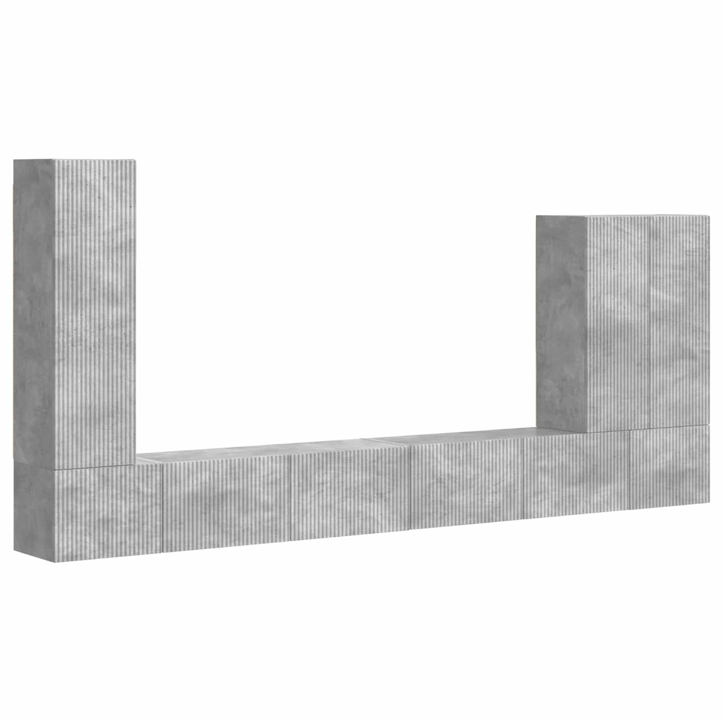 vidaXL TV-Wandregal-Set Wandmontiert 6 pcs Beton Grau