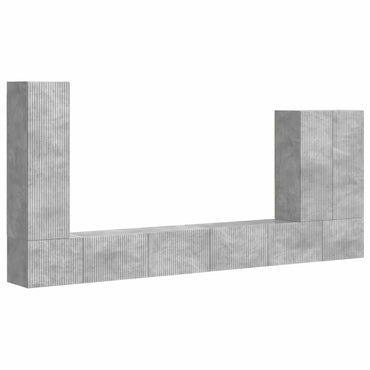 vidaXL TV-Wandregal-Set Wandmontiert 6 pcs Beton Grau