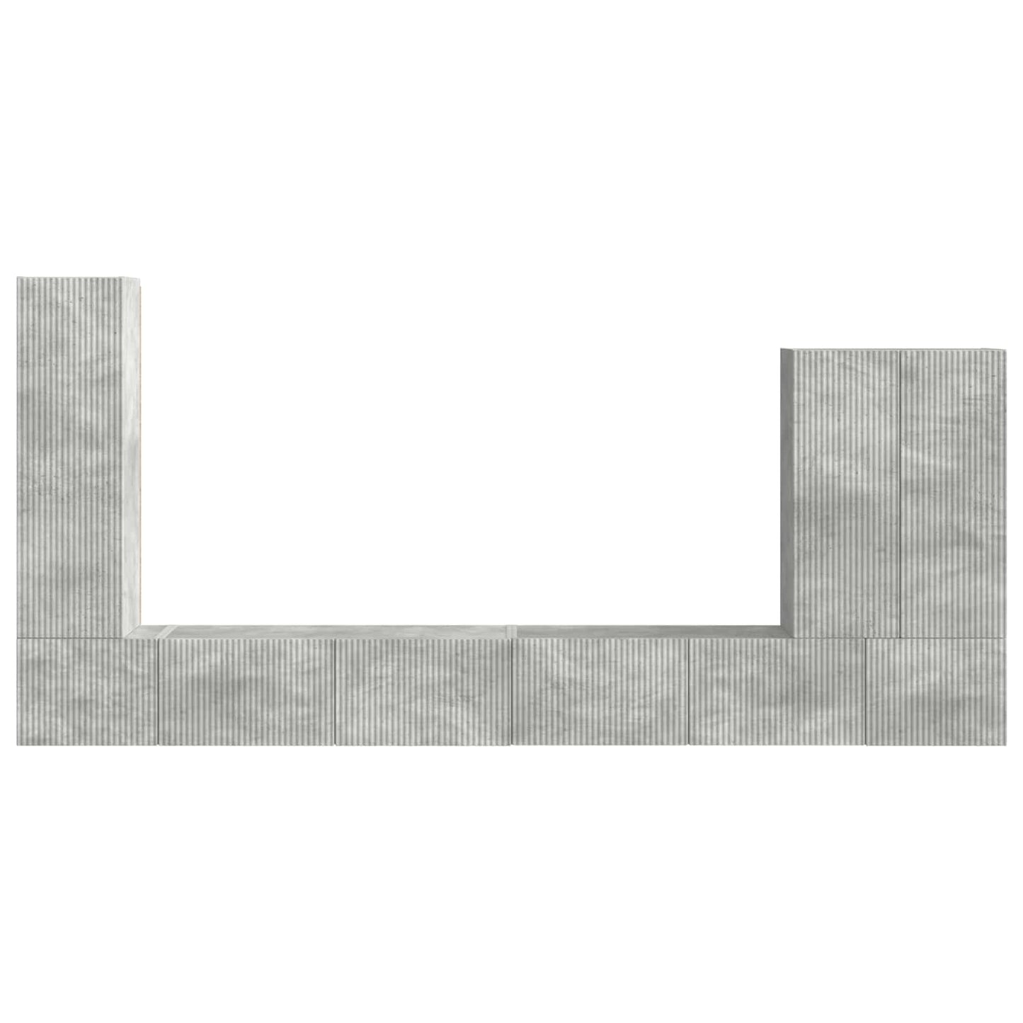 vidaXL TV-Wandregal-Set Wandmontiert 6 pcs Beton Grau