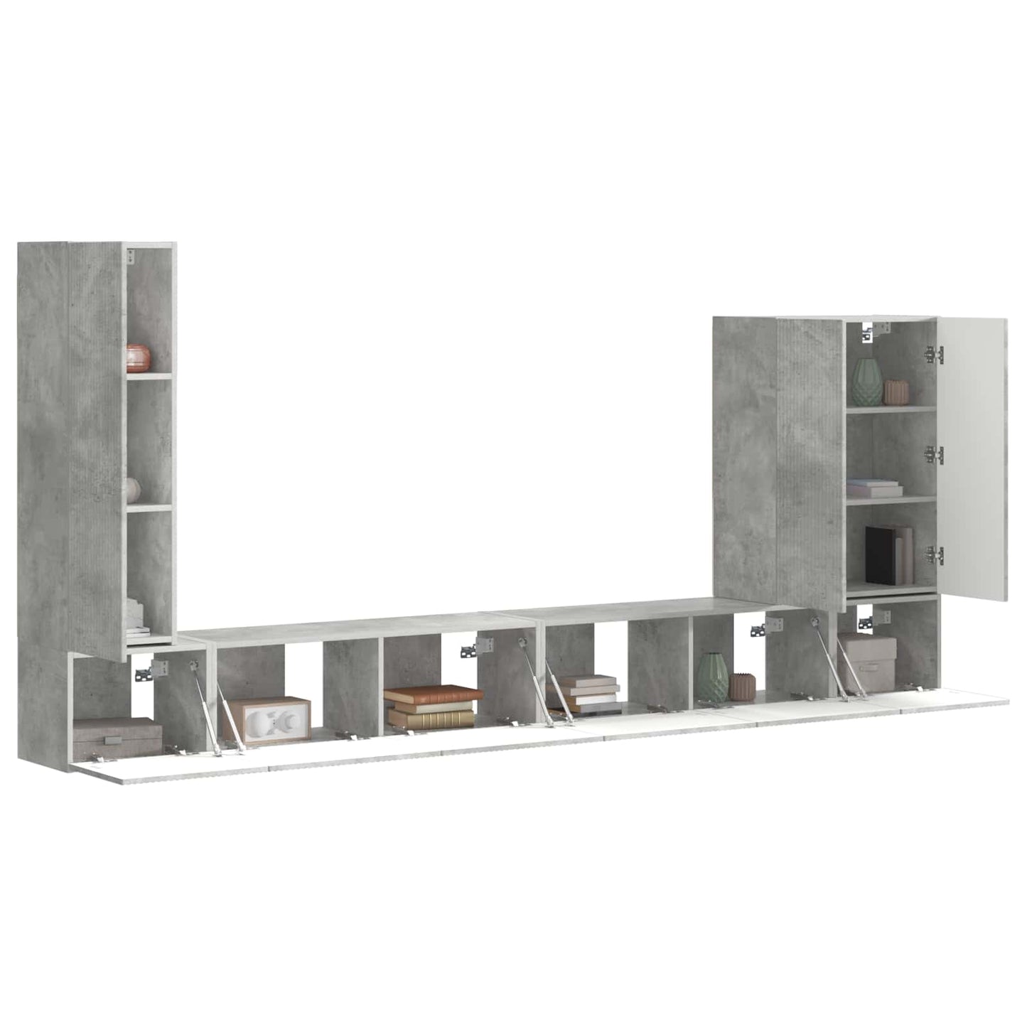 vidaXL TV-Wandregal-Set Wandmontiert 6 pcs Beton Grau
