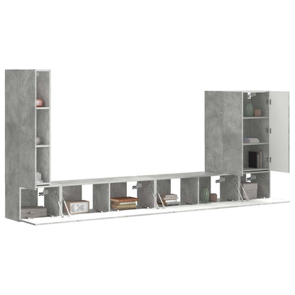 vidaXL TV-Wandregal-Set Wandmontiert 6 pcs Beton Grau