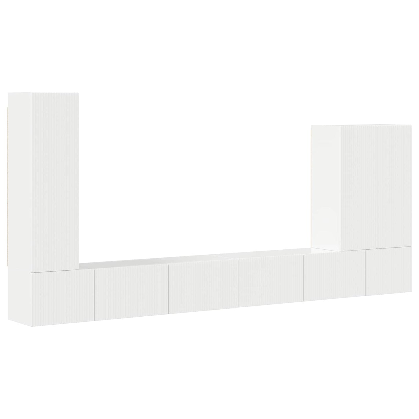 vidaXL TV-Wandregal-Set Wandmontiert 6 pcs Hochglanz Weiß