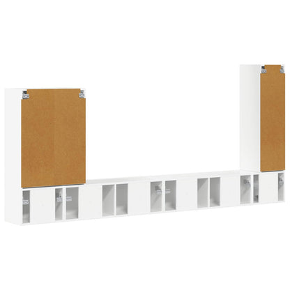 vidaXL TV-Wandregal-Set Wandmontiert 6 pcs Hochglanz Weiß