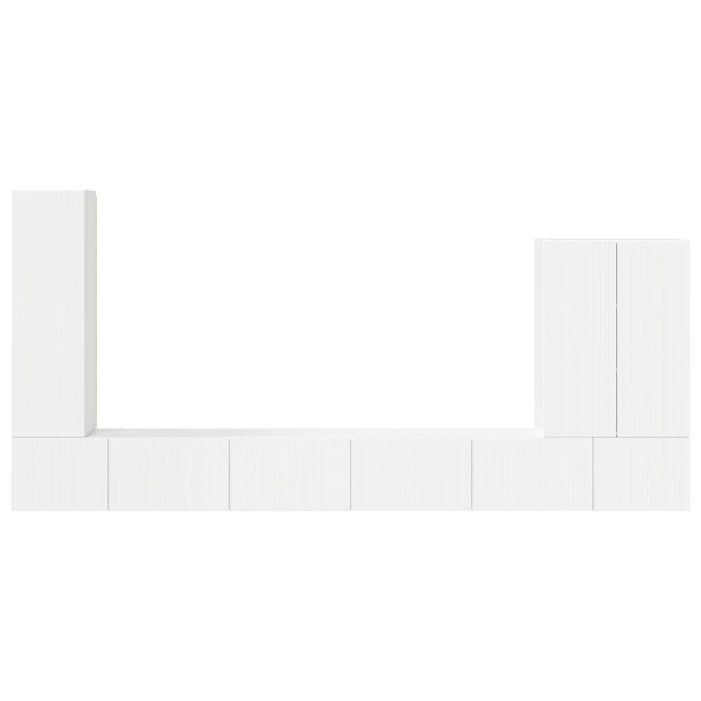vidaXL TV-Wandregal-Set Wandmontiert 6 pcs Hochglanz Weiß