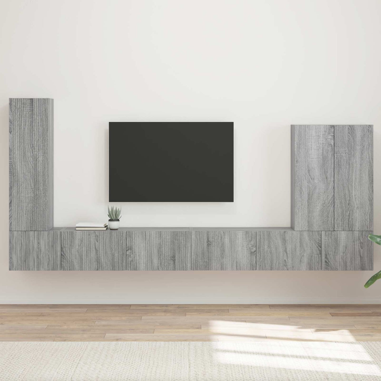 vidaXL TV-Wandregal-Set Wandmontiert 6 pcs Graues Sonoma