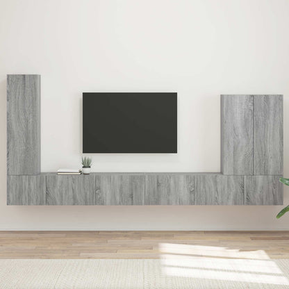 vidaXL TV-Wandregal-Set Wandmontiert 6 pcs Graues Sonoma
