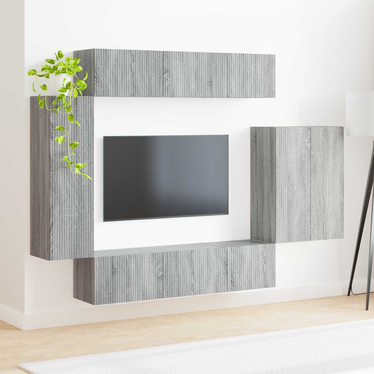 vidaXL TV-Wandregal-Set Wandmontiert 6 pcs Graues Sonoma
