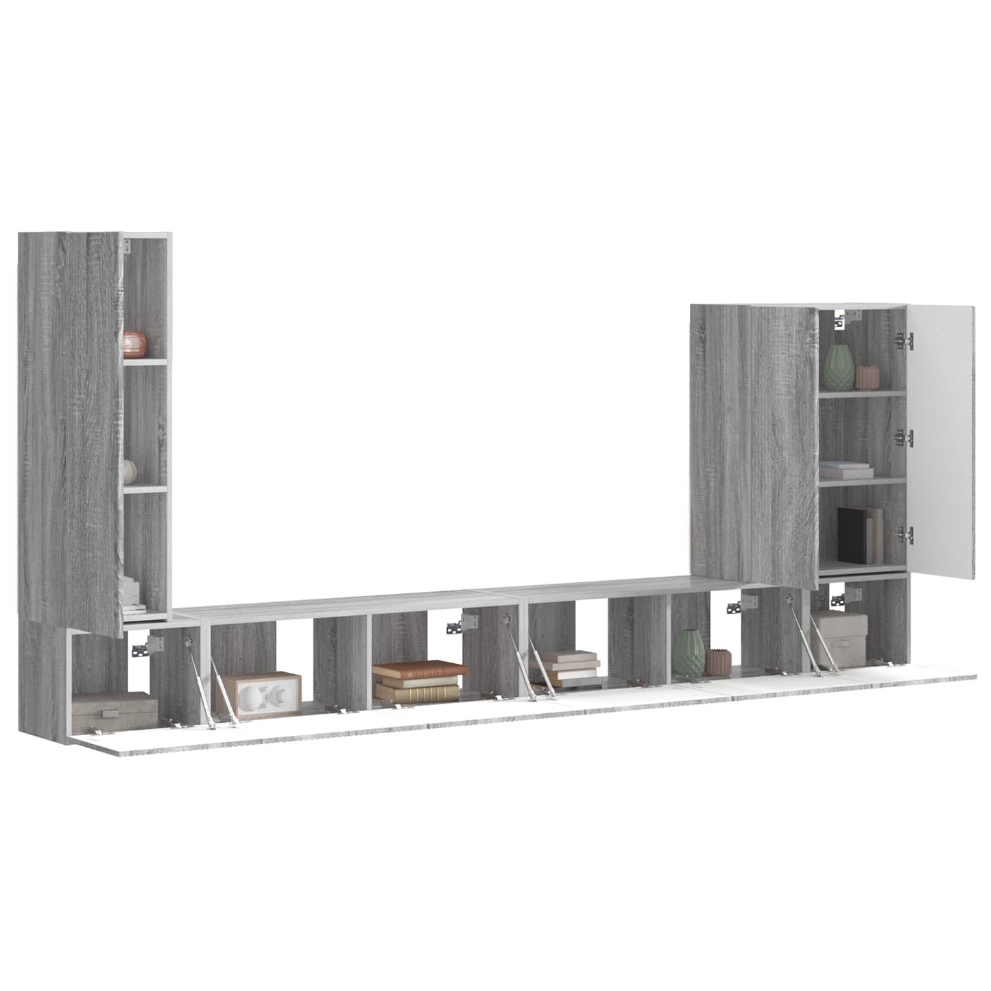 vidaXL TV-Wandregal-Set Wandmontiert 6 pcs Graues Sonoma