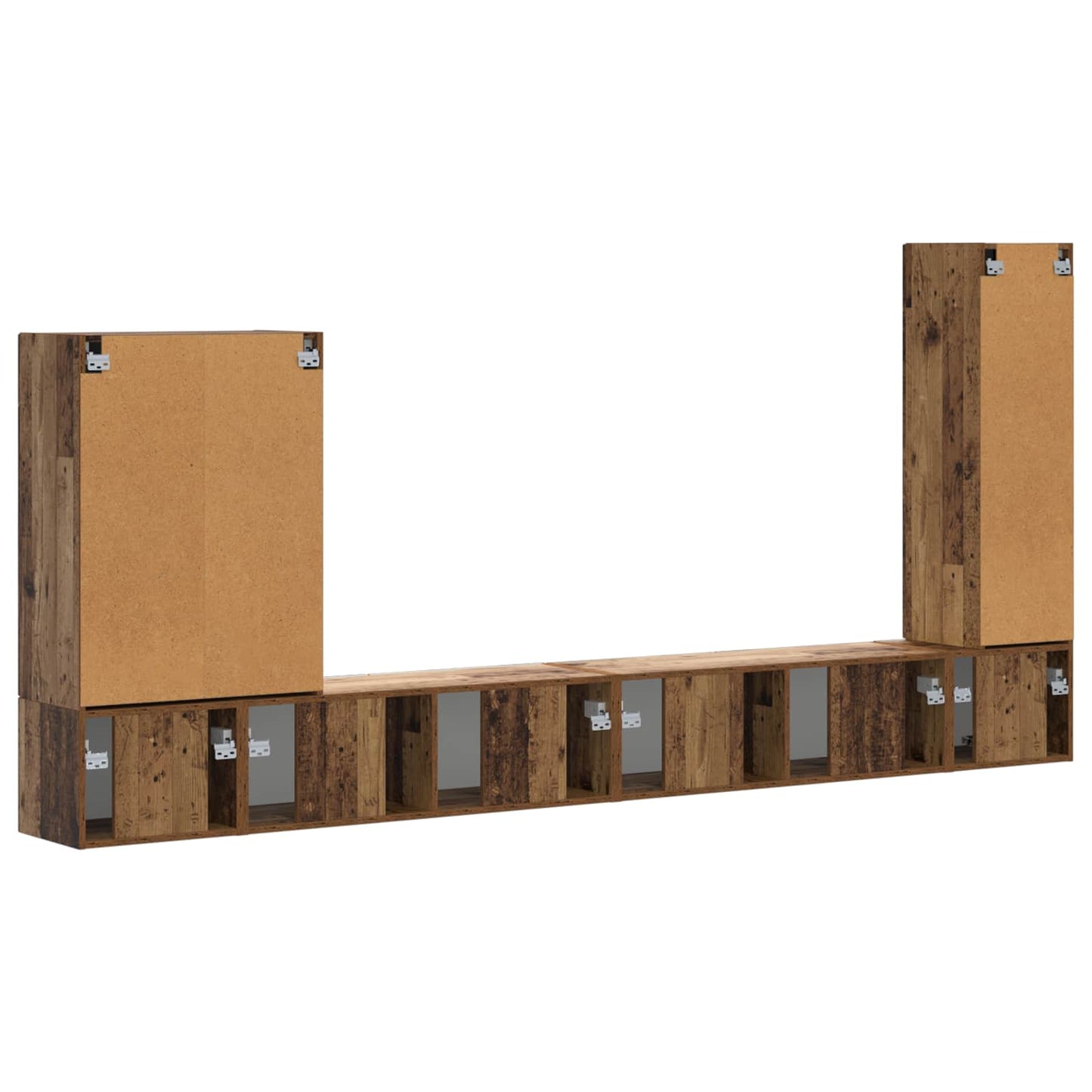 vidaXL TV-Wandregal-Set Wandmontiert 6 pcs Altholz