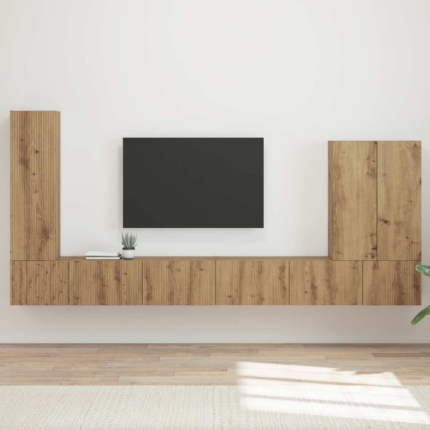vidaXL Ensemble d'étagères murales pour télévision 6 pcs Chêne Artisan