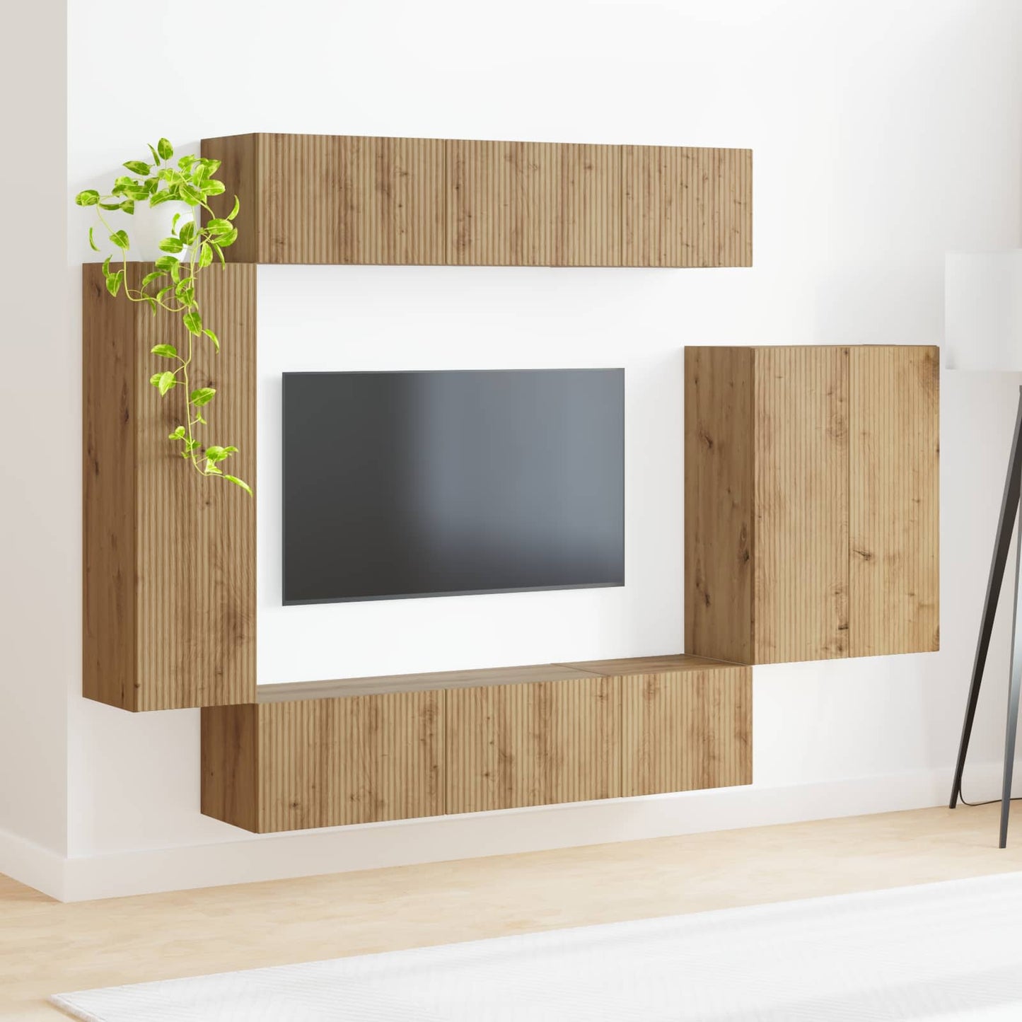 vidaXL Ensemble d'étagères murales pour télévision 6 pcs Chêne Artisan