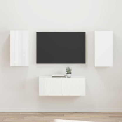 vidaXL Meuble TV mural 2 pcs blanc en bois d'ingénierie