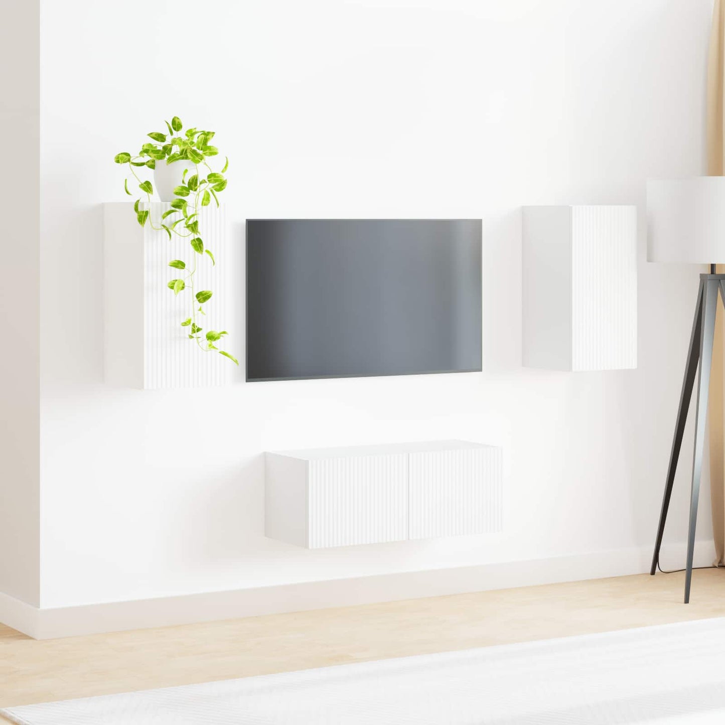 vidaXL Meuble TV mural 2 pcs blanc en bois d'ingénierie