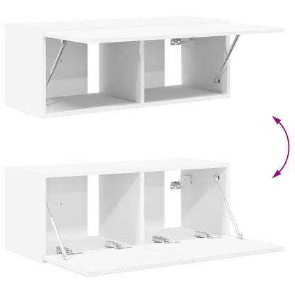 vidaXL Meuble TV mural 2 pcs blanc en bois d'ingénierie