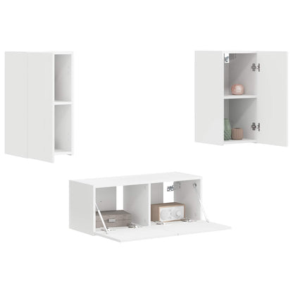 vidaXL Meuble TV mural 2 pcs blanc en bois d'ingénierie