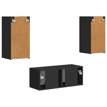 TV-Schrankset Wandmontiert 2 pcs Schwarz Holzwerkstoff