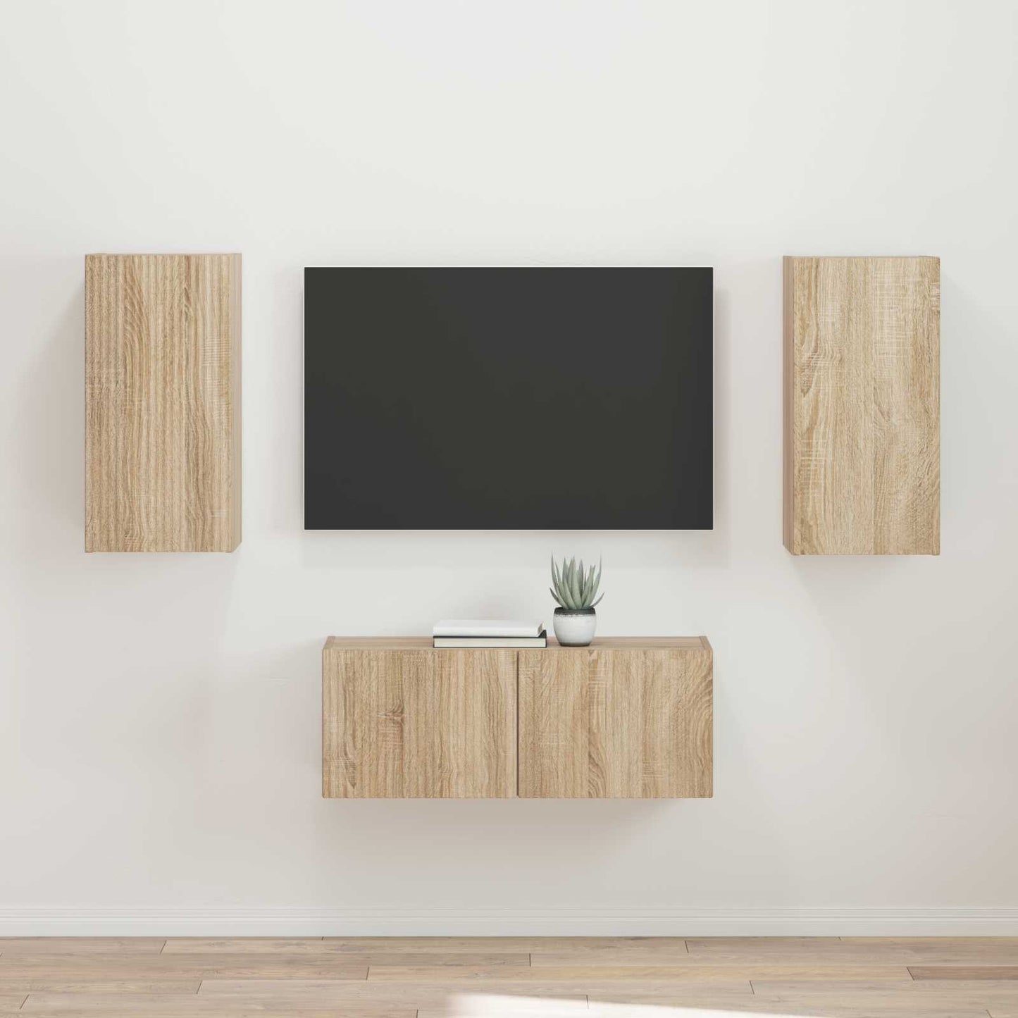 vidaXL Meuble TV mural 2 pcs Chêne Sonoma Bois d'ingénierie