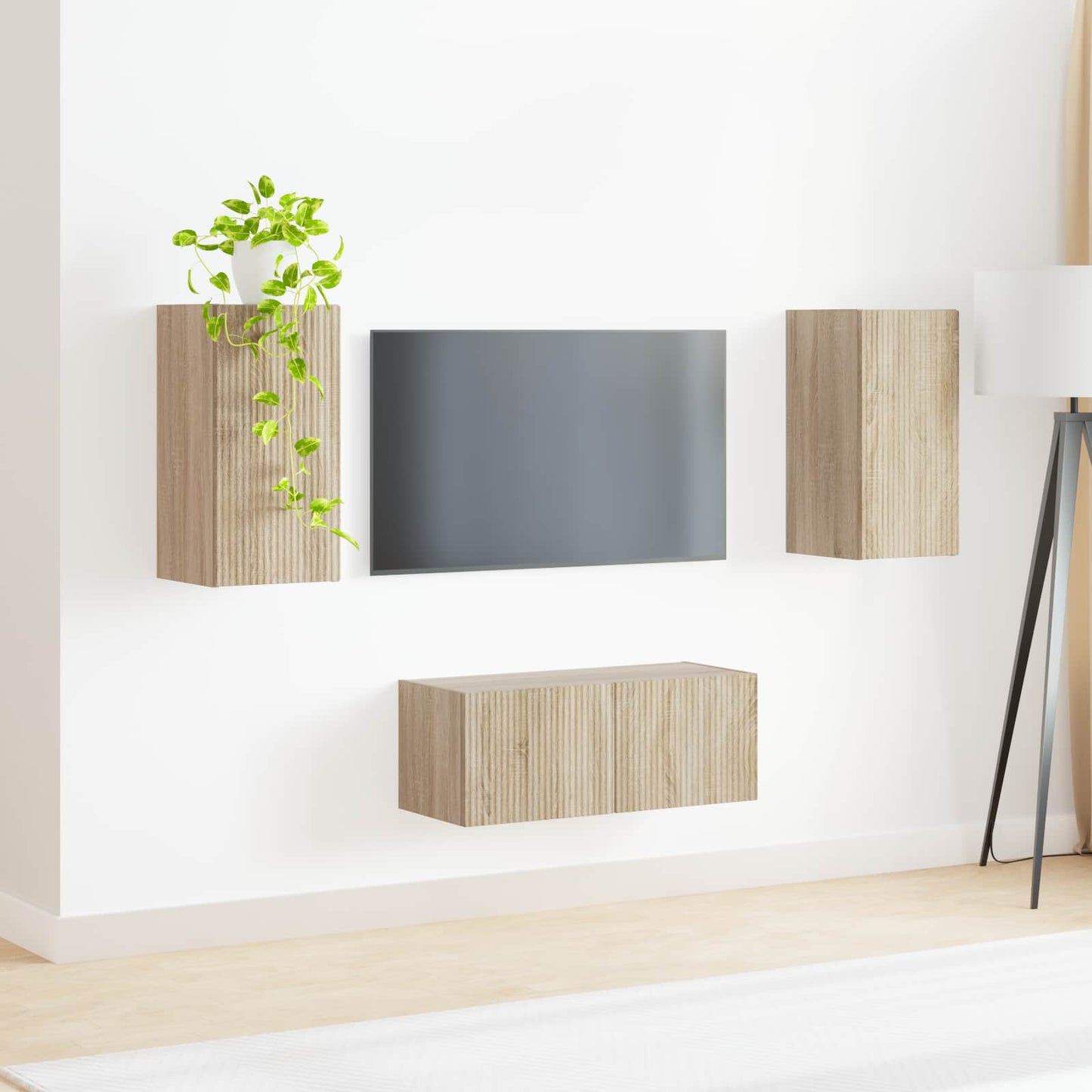 vidaXL Meuble TV mural 2 pcs Chêne Sonoma Bois d'ingénierie