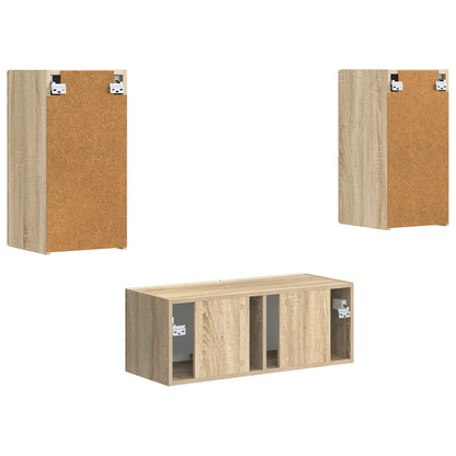 vidaXL Meuble TV mural 2 pcs Chêne Sonoma Bois d'ingénierie