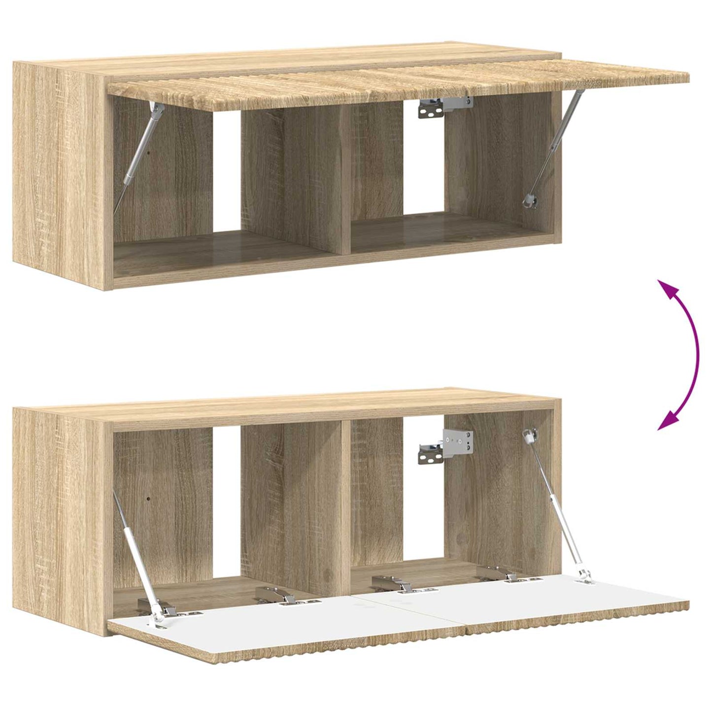 vidaXL Meuble TV mural 2 pcs Chêne Sonoma Bois d'ingénierie