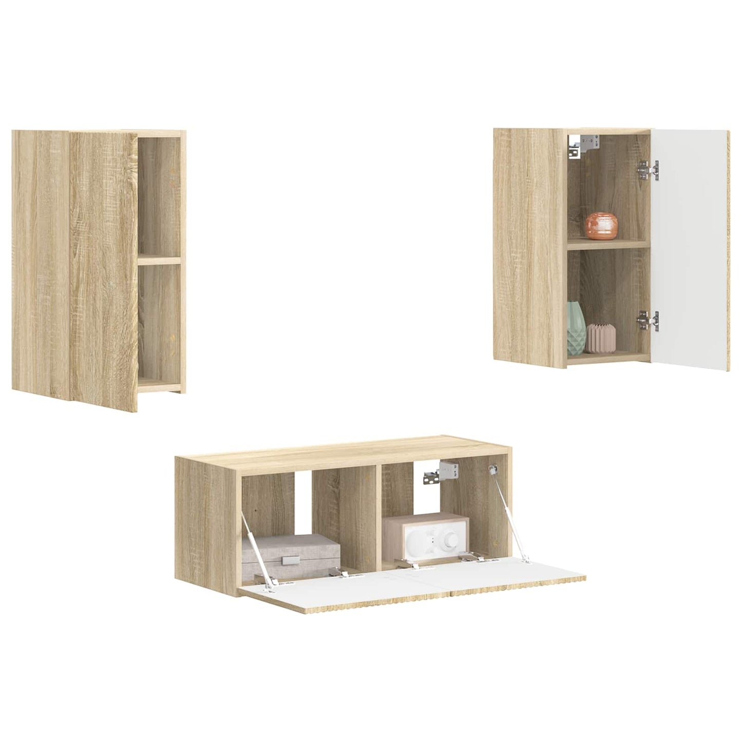 vidaXL Meuble TV mural 2 pcs Chêne Sonoma Bois d'ingénierie