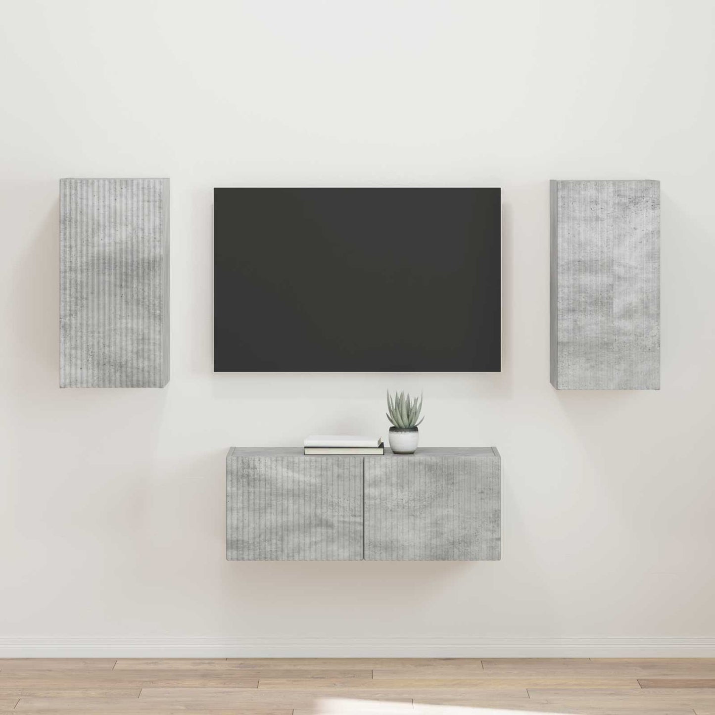 vidaXL Meuble TV mural 2 pcs Gris béton Bois d'ingénierie