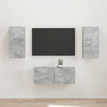 vidaXL Meuble TV mural 2 pcs Gris béton Bois d'ingénierie