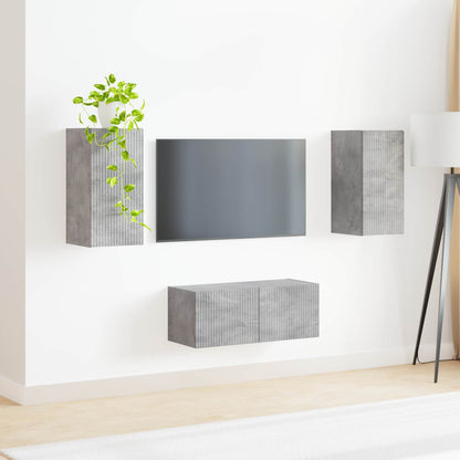 vidaXL Meuble TV mural 2 pcs Gris béton Bois d'ingénierie