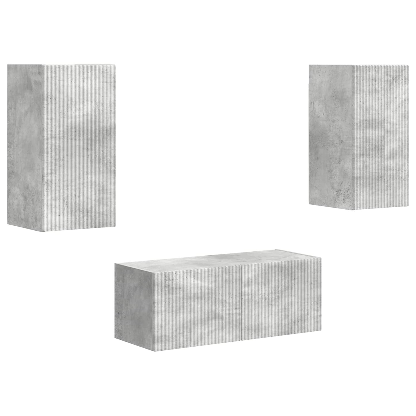 vidaXL Meuble TV mural 2 pcs Gris béton Bois d'ingénierie