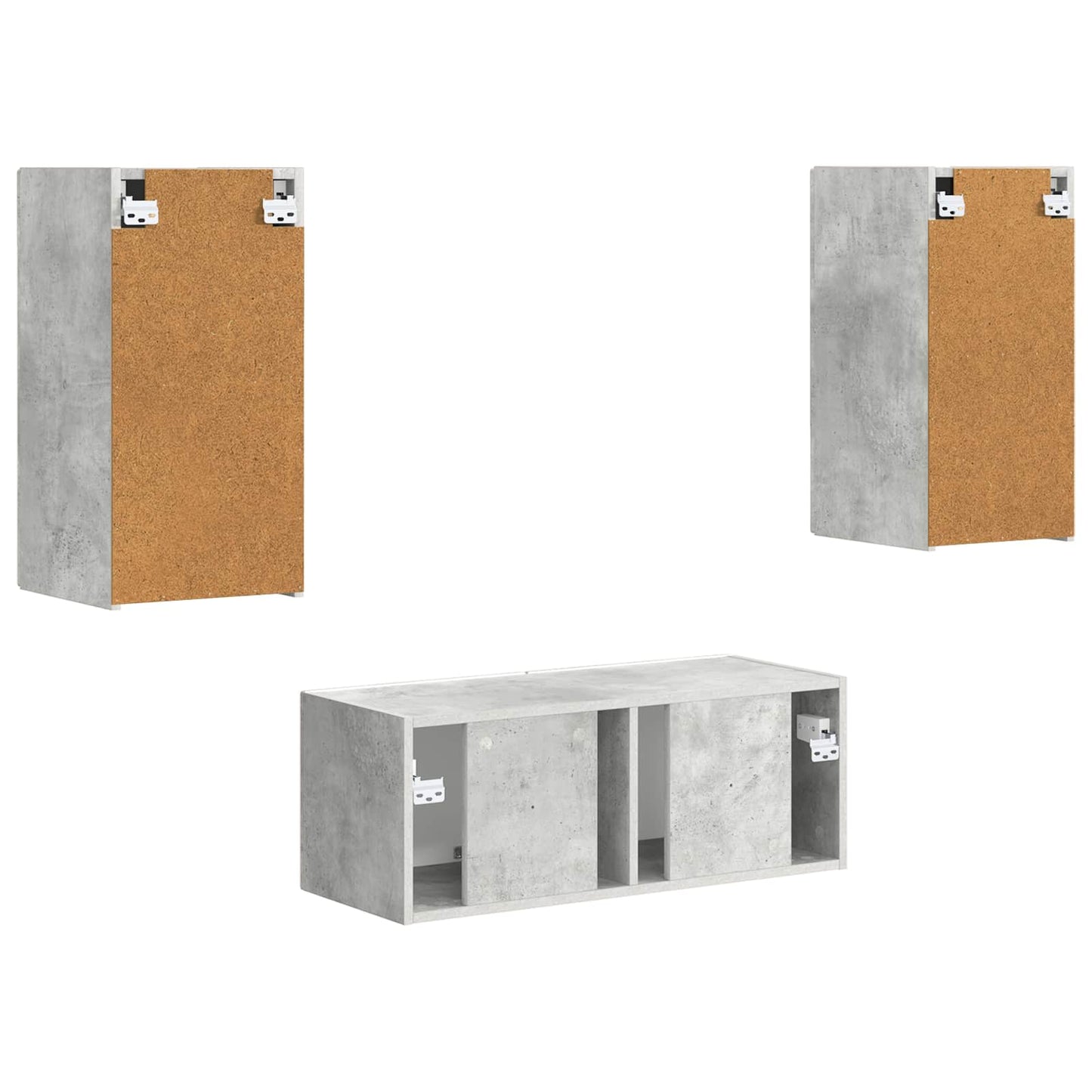 vidaXL Meuble TV mural 2 pcs Gris béton Bois d'ingénierie