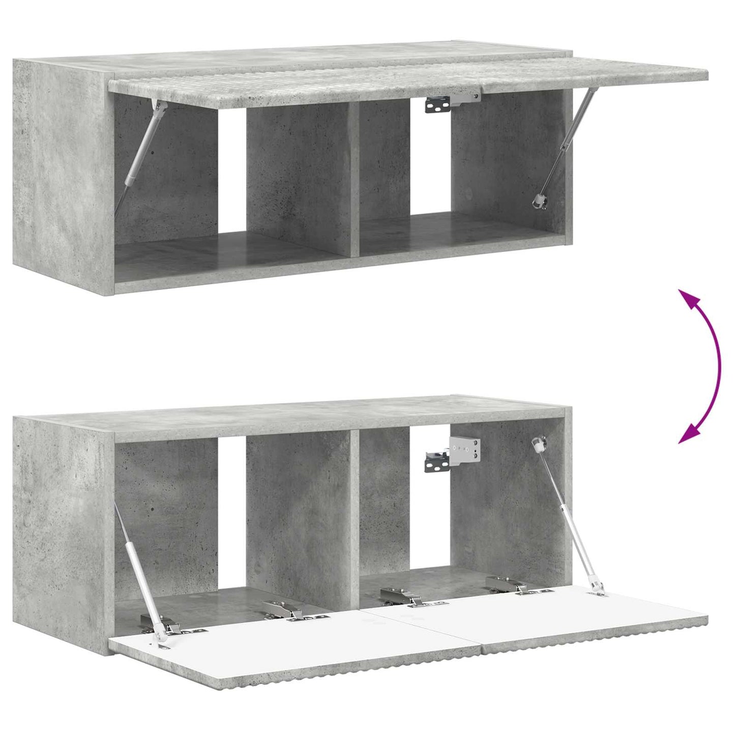 vidaXL Meuble TV mural 2 pcs Gris béton Bois d'ingénierie