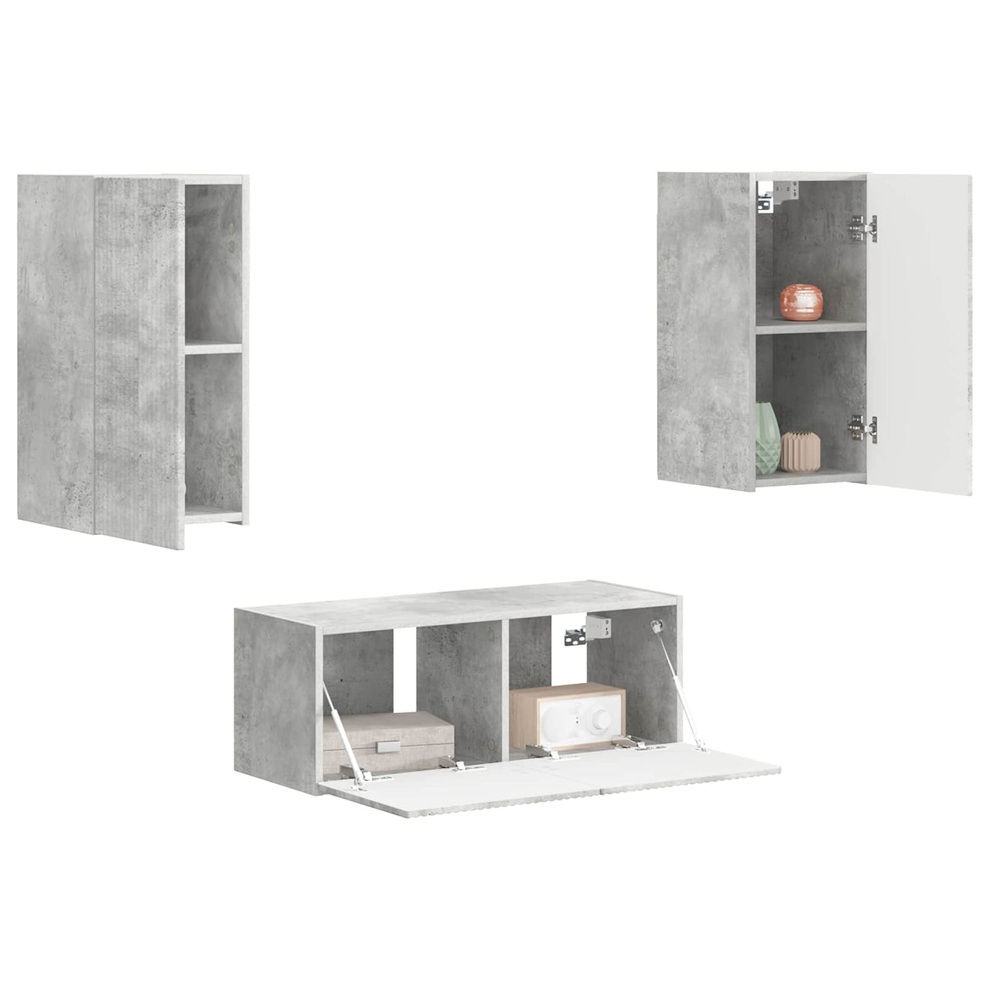 vidaXL Meuble TV mural 2 pcs Gris béton Bois d'ingénierie