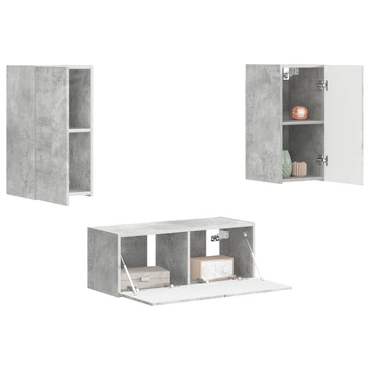 vidaXL Meuble TV mural 2 pcs Gris béton Bois d'ingénierie