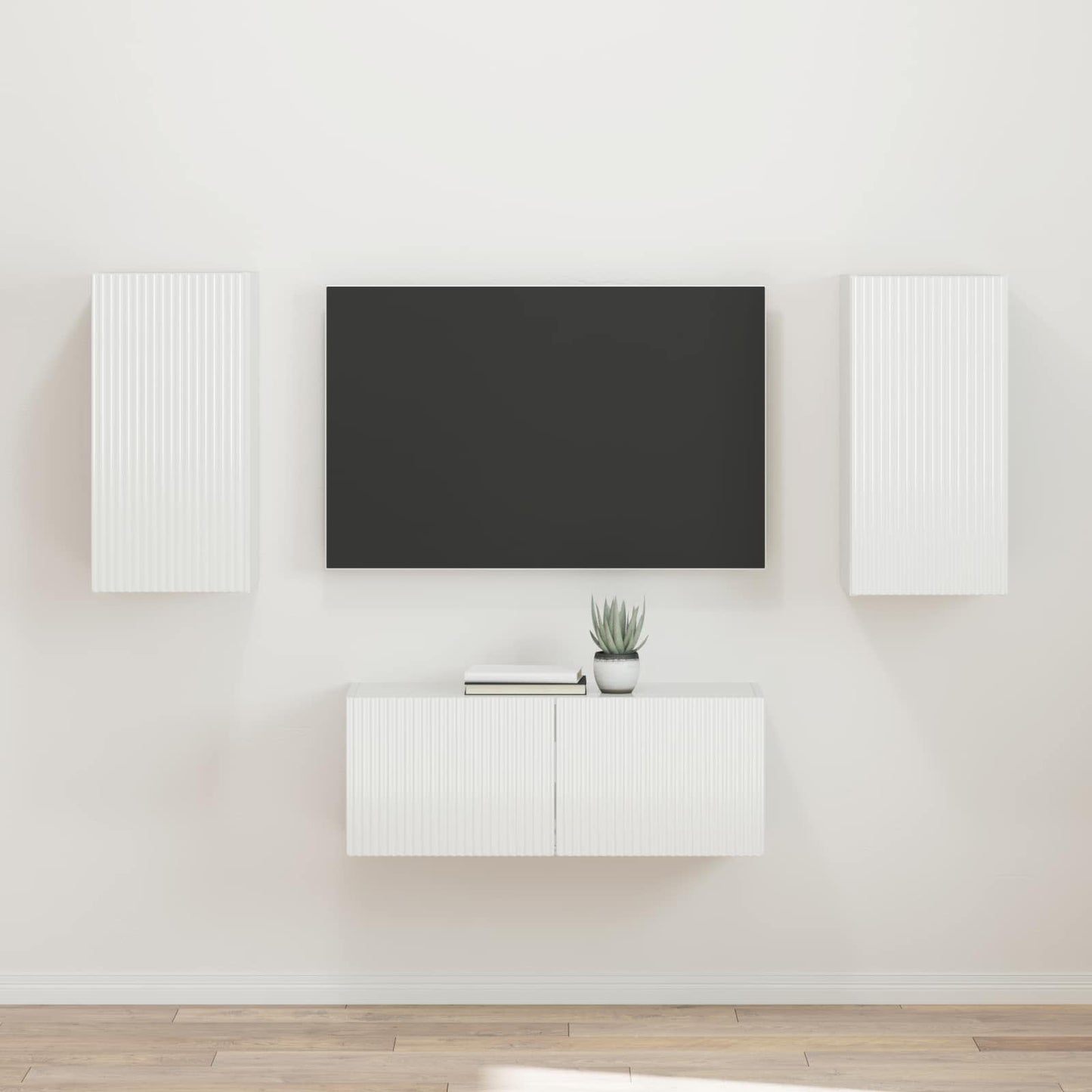 vidaXL Ensemble de meubles TV muraux 2 pcs Blanc haute brillance Aggloméré