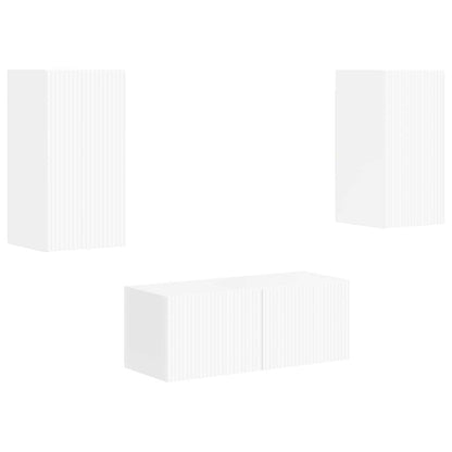 vidaXL Ensemble de meubles TV muraux 2 pcs Blanc haute brillance Aggloméré