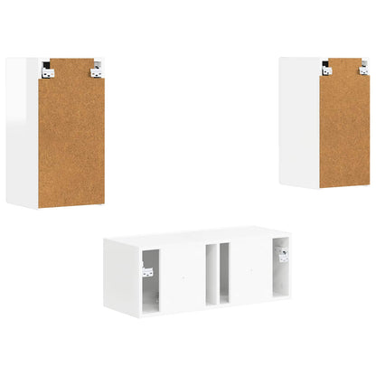 vidaXL Ensemble de meubles TV muraux 2 pcs Blanc haute brillance Aggloméré