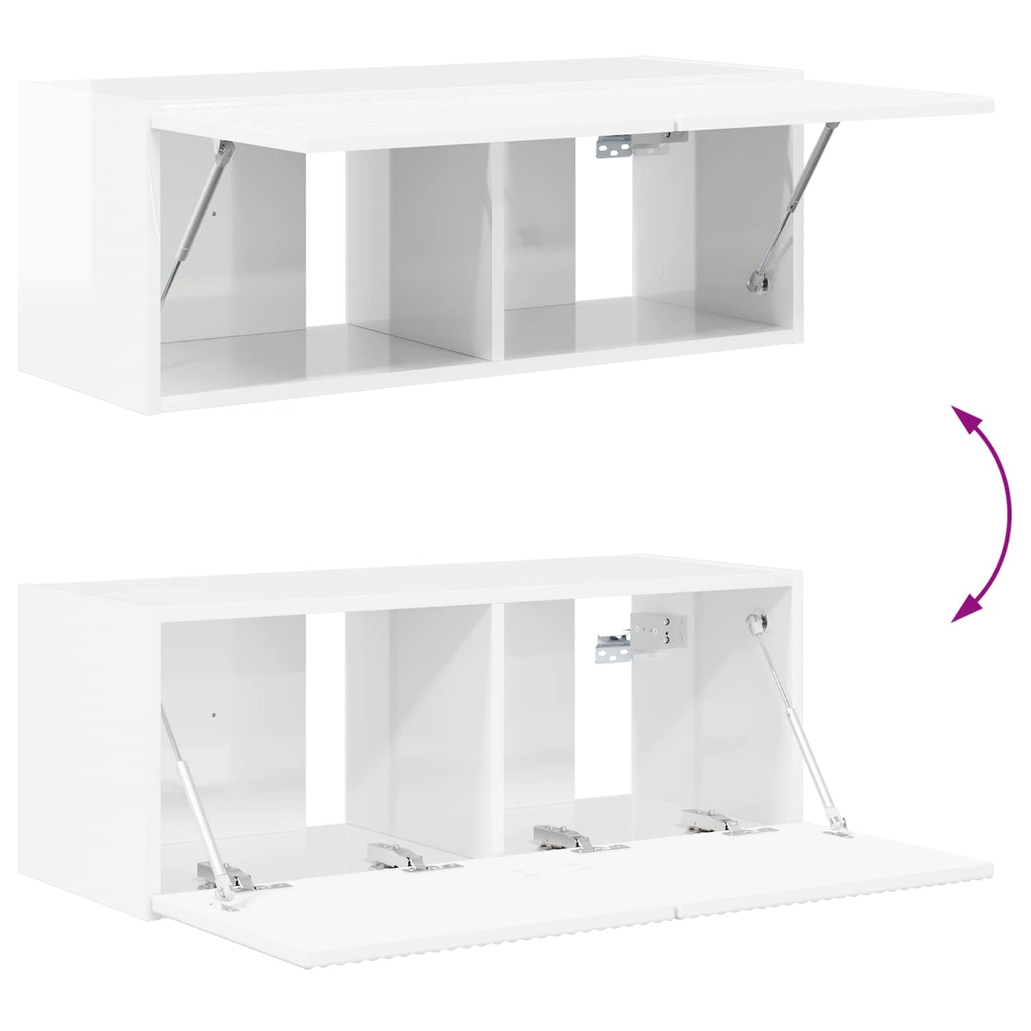 vidaXL Ensemble de meubles TV muraux 2 pcs Blanc haute brillance Aggloméré