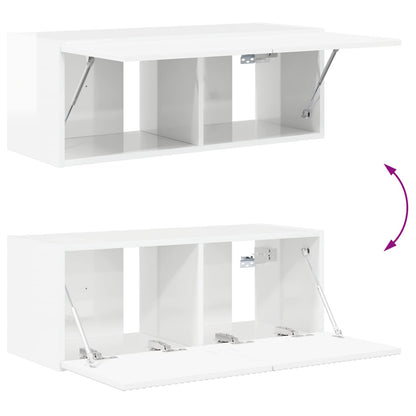 vidaXL Ensemble de meubles TV muraux 2 pcs Blanc haute brillance Aggloméré
