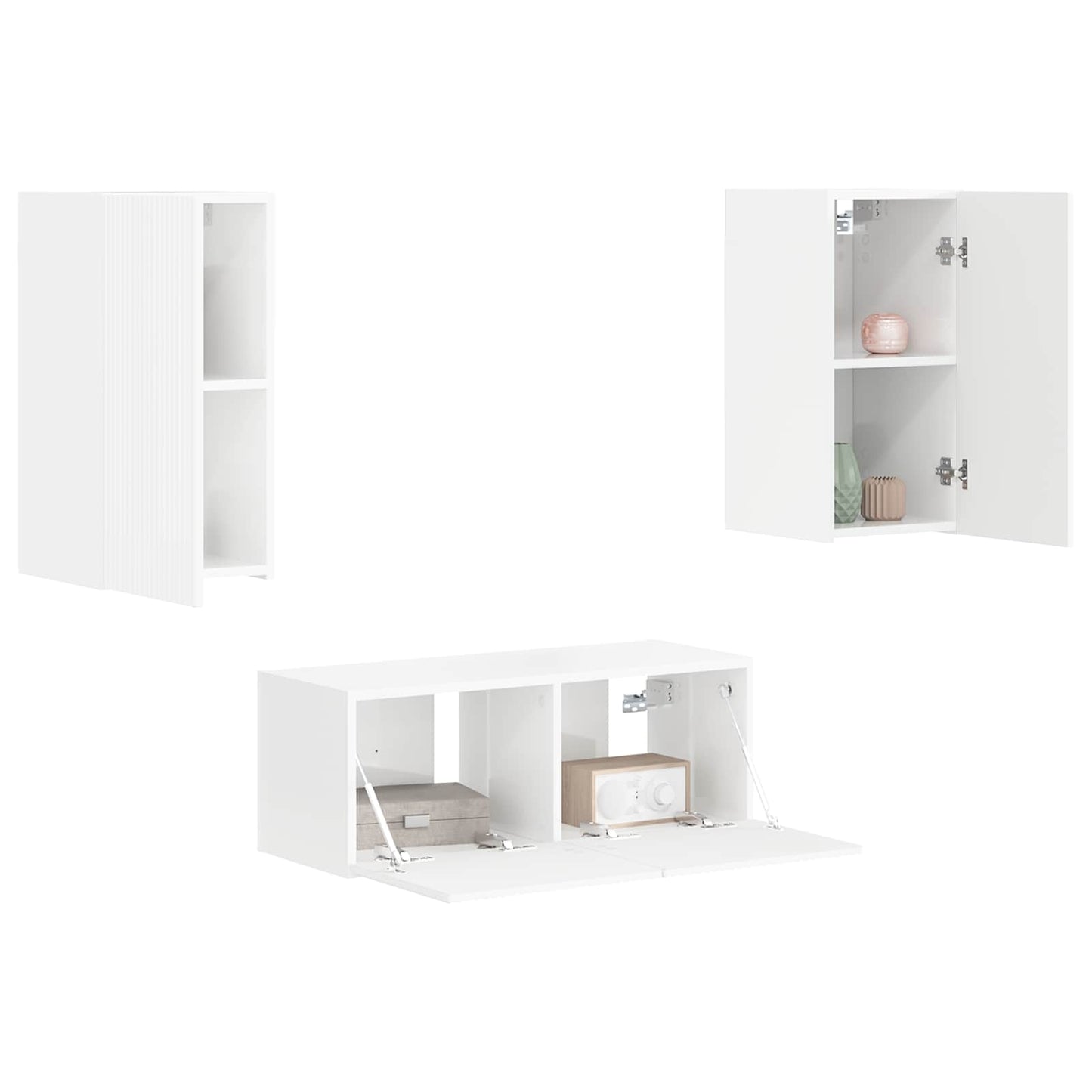 vidaXL Ensemble de meubles TV muraux 2 pcs Blanc haute brillance Aggloméré
