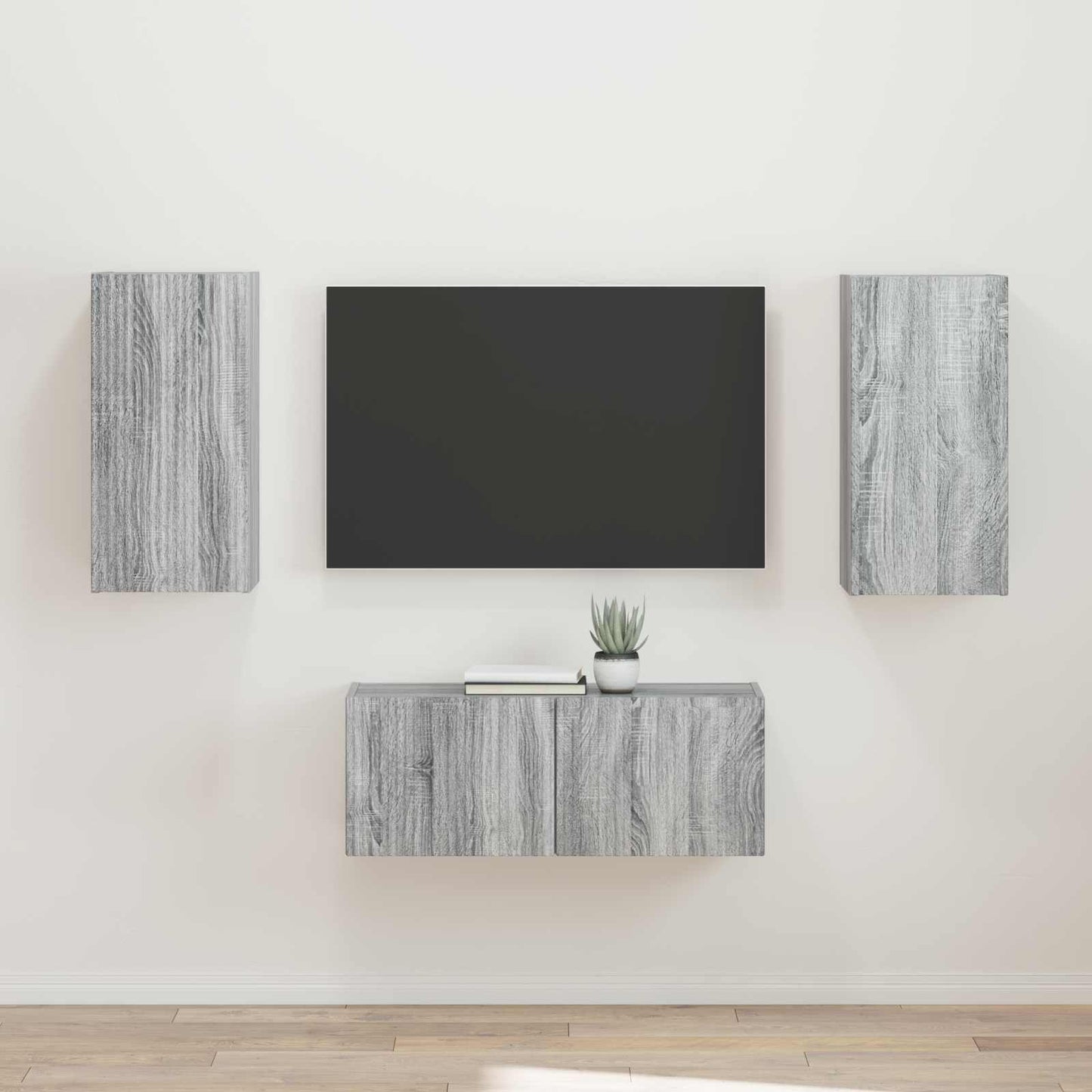 vidaXL Ensemble meuble TV mural 2 pcs Aggloméré Sonoma Gris