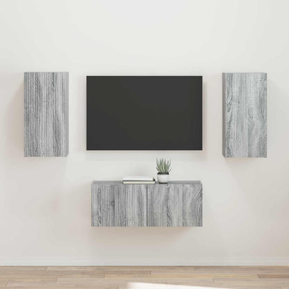 vidaXL Ensemble meuble TV mural 2 pcs Aggloméré Sonoma Gris