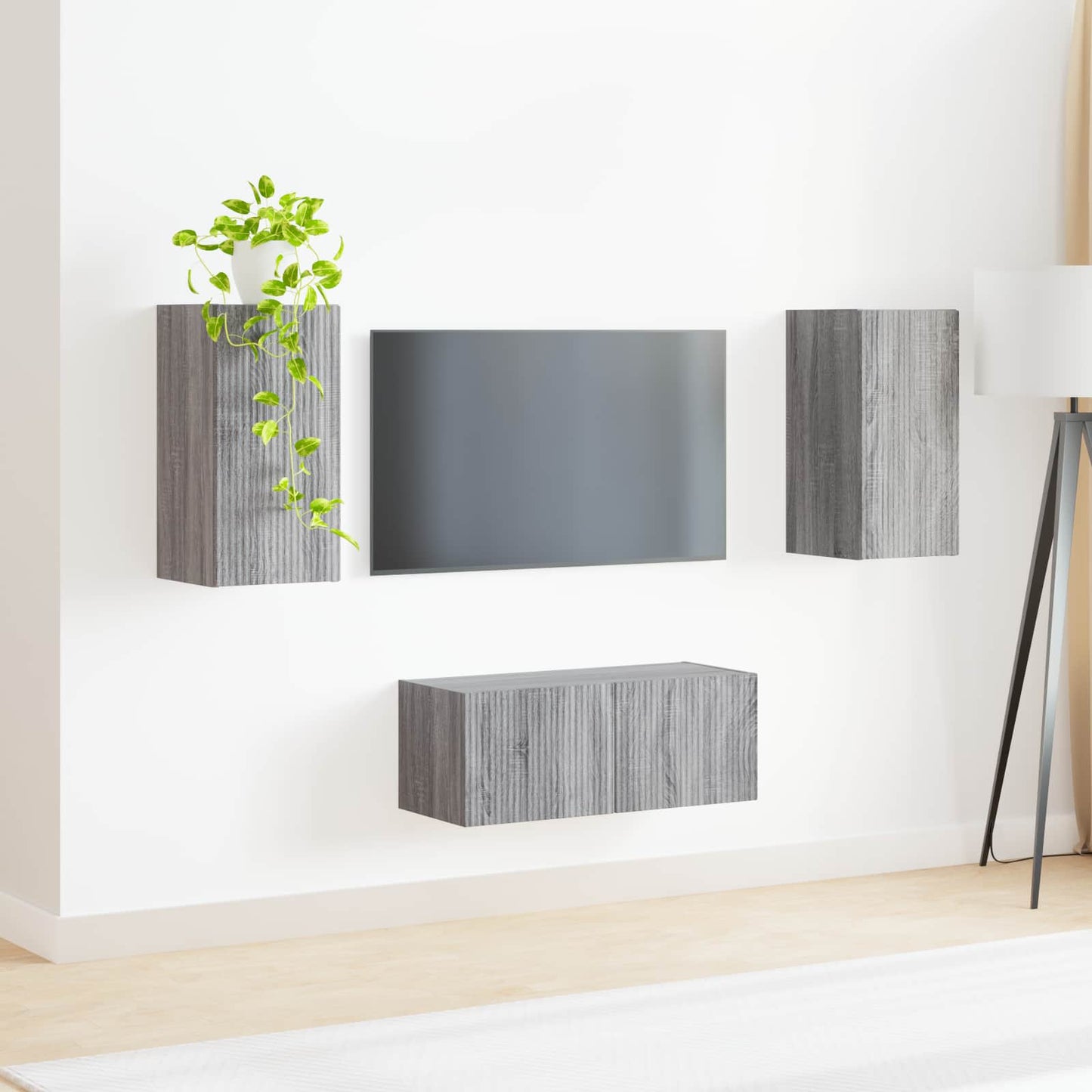 vidaXL Ensemble meuble TV mural 2 pcs Aggloméré Sonoma Gris