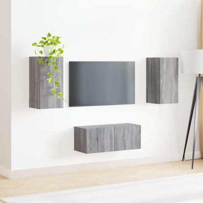vidaXL Ensemble meuble TV mural 2 pcs Aggloméré Sonoma Gris