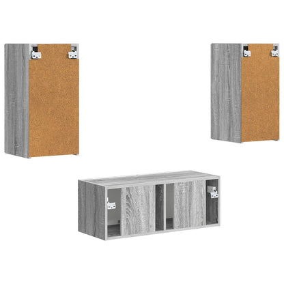 vidaXL Ensemble meuble TV mural 2 pcs Aggloméré Sonoma Gris